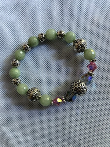 Pink and green bracelet