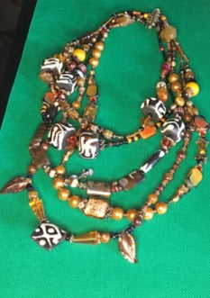 Multi-strand Queen B Afro-centric beaded necklace set