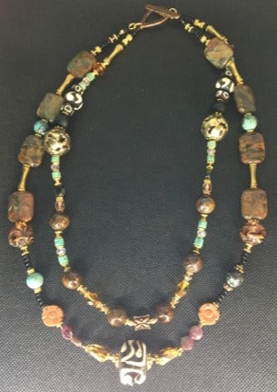 Original double strand mix stone necklace
