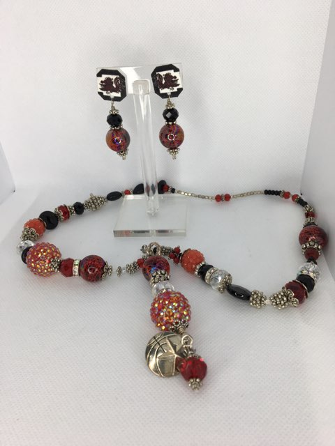 Original gamecock necklace and earring set