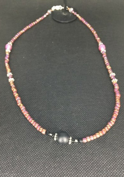 Original black and pink beaded necklace set