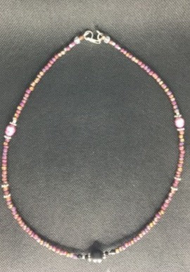 Original black and pink beaded necklace set