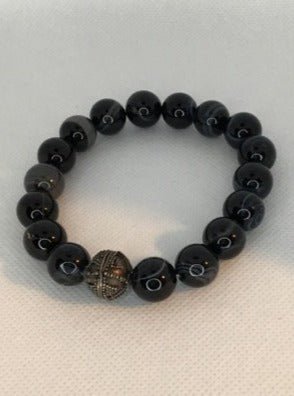 Black onyx stretch bracelet - RK Queen B elegant Jewelry