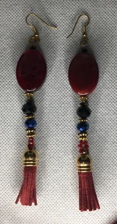 Double stranded blue, carnelian, topaz and black mix bead necklace set. - RK Queen B elegant Jewelry