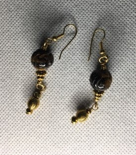 Long single strand gemstone, beaded necklace set with earth tone colors - RK Queen B elegant Jewelry