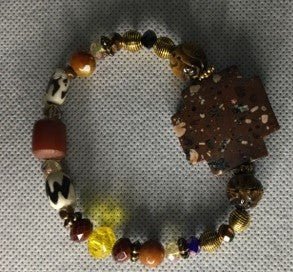 Long single strand gemstone, beaded necklace set with earth tone colors - RK Queen B elegant Jewelry